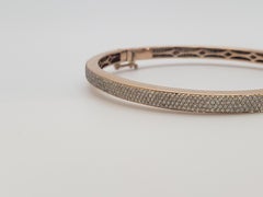 3.50 CT Diamond Pavé 18K Rose Gold Hinged Bangle Bracelet