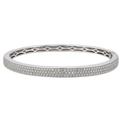 3.50 CT Diamond Pavé 18K White Gold Hinged Bangle Bracelet