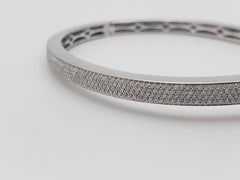 3.50 CT Diamond Pavé 18K White Gold Hinged Bangle Bracelet