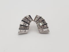 2.50 CT Diamond 14K White Gold Baguette Round Sculptural Earrings