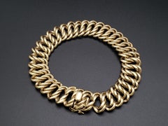 Vintage Cartier Double Curb Link Solid 14K Yellow Gold Bracelet