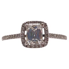 GIA Certified Crisscut Diamond 18K White Gold Engagement Ring