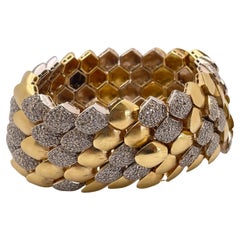 15 CT Paolo Costagli Pulsera de diamantes de piel de serpiente de oro amarillo de 18 quilates