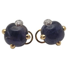 Boucles d'oreilles en or jaune 18 carats IGI Certified Pomellato 30 CT Violet Iolite Diamond