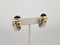 David Yurman Renaissance Shrimp Onyx Citrine 14K Yellow Gold Silver Earrings