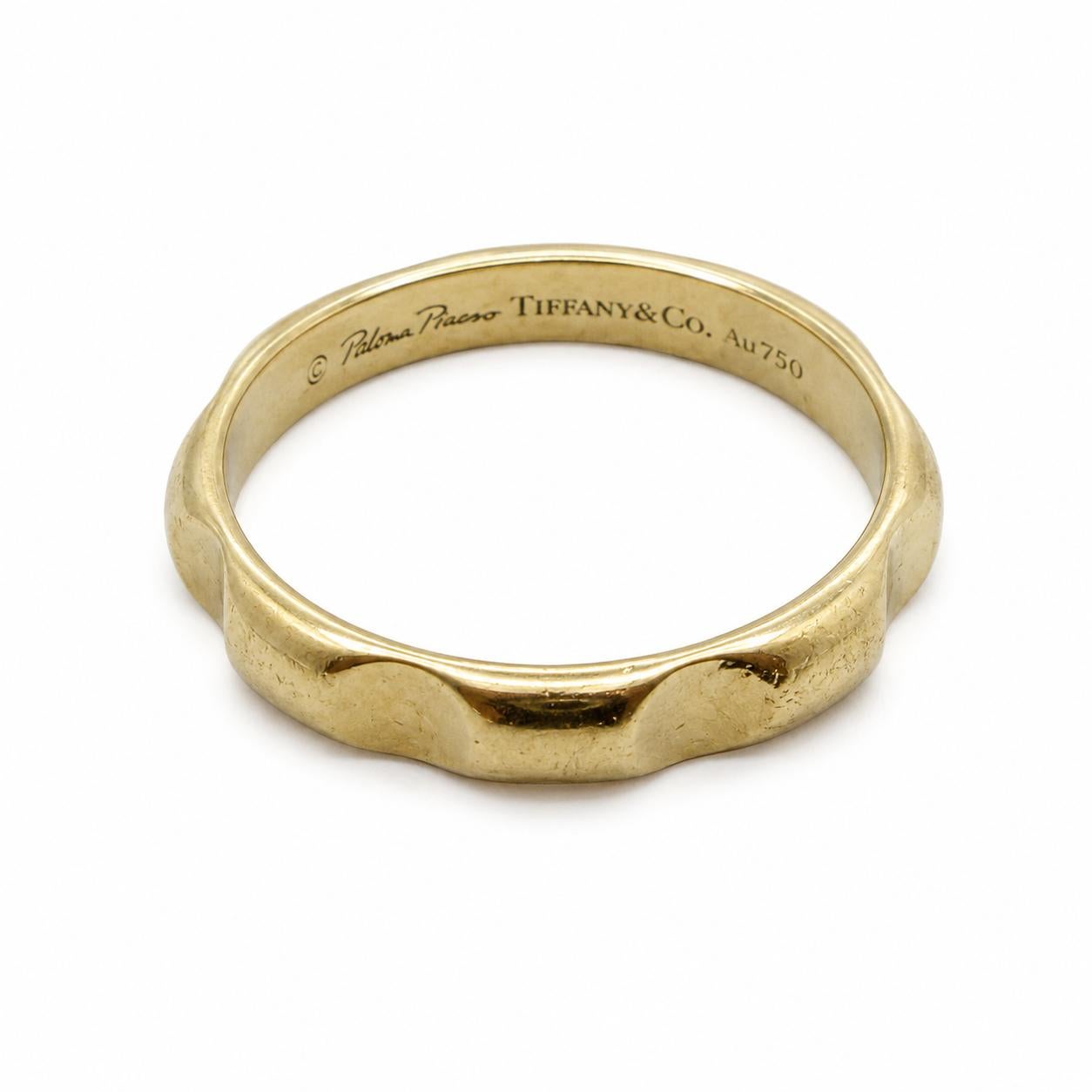 Tiffany & Co. Paloma Picasso 18K Yellow Gold Ridged Wedding Band Ring