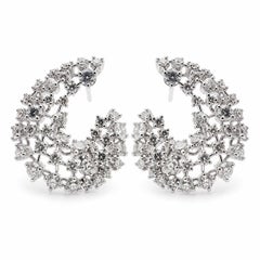 Orecchini a mezzaluna italiani in oro bianco 18 carati con grappolo di diamanti naturali da 2,50 carati