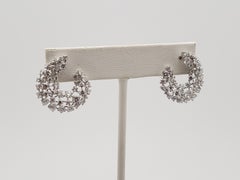 2.50 CT Natural Diamond Cluster 18K White Gold Italian Crescent Earrings