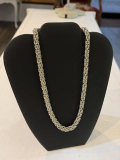 Heavy Sterling Silver Byzantine Link Chain Necklace