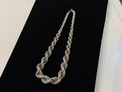 Italian Sterling Silver Graduated Thick Rope Link Chain Necklace