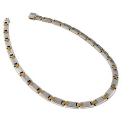 Vintage Tiffany & Co. Sterling Silver Yellow Gold Bar Link Two Tone Necklace
