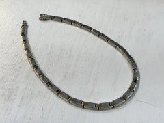 Vintage Tiffany & Co. Sterling Silver Yellow Gold Bar Link Two Tone Necklace