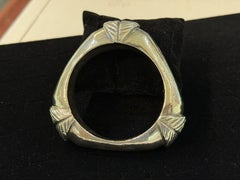 Vintage Sterling Silver Rounded Triangle Leaf Bangle Bracelet