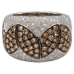 Heavy 4.50 CT Diamond 18K White Gold Wide Snake Ring