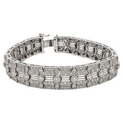 Art Deco 4.50 CT Natural Diamond 18K White Gold Milgrain Filigree Bracelet