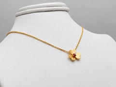 Van Cleef & Arpels Frivole Mini 18K Yellow Gold Ruby Flower Pendant Necklace