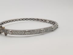 14K White Gold Diamond Set Hinged Bangle Bracelet