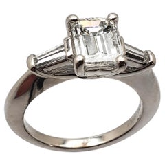 Anello di fidanzamento con diamante da 1,20 CT, certificato GIA, G VS1, taglio smeraldo, in oro bianco 18 carati