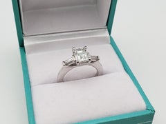 Anello di fidanzamento con diamante da 1,20 CT, certificato GIA, G VS1, taglio smeraldo, in oro bianco 18 carati