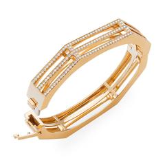 Diamond gold hinged bangle bracelet
