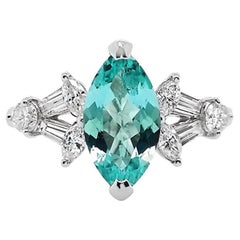 IGI Certified 1.28ct Natural Paraiba Tourmaline 0.55ct Diamond Platinum Ring