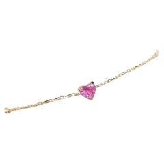 IGI Certified 0.86ct Pink Sapphire 0.02ct Natural Diamonds 18K Gold Bracelet