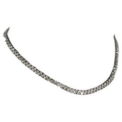 Collana Tennis con diamanti a doppia linea in oro bianco 14 carati