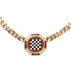 Vintage Bulgari Rare Chess Board Necklace