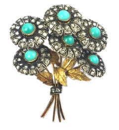 Buccellati Turquoise Diamond Bouquet Brooch