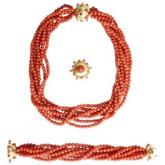 Bulgari Parure en or et corail, années 1940