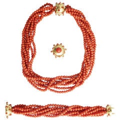 Bulgari Coral Gold Parure 1940s 9