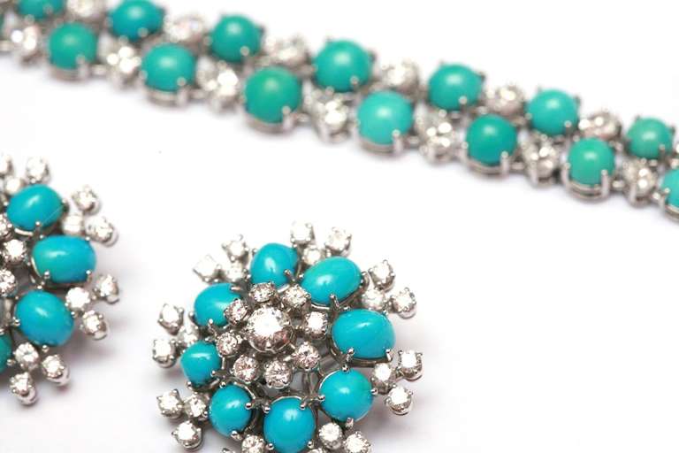 Turquoise Diamond Parure by Faraone In Excellent Condition In New York, NY