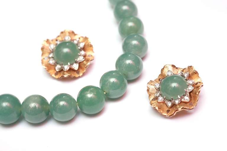 Una perla di giada con diamante Demi-Parure In condizioni buone in vendita a New York, NY