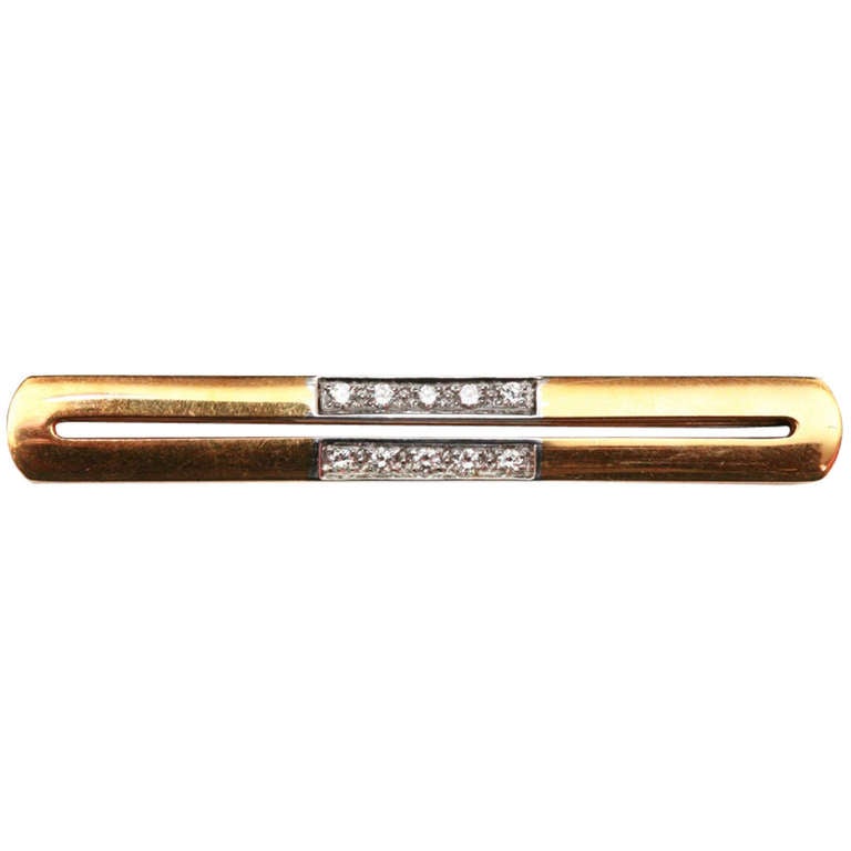 Pomellato Diamond Gold Geometric Pin For Sale