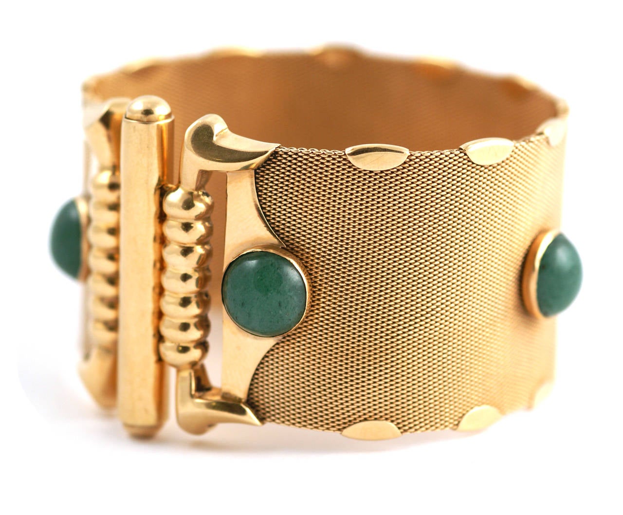 Women's 1970s Italian Aventurine Gold Bracelet