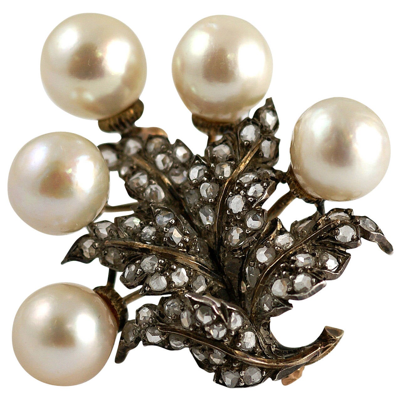 Old Buccellati Pearl and Diamond Brooch