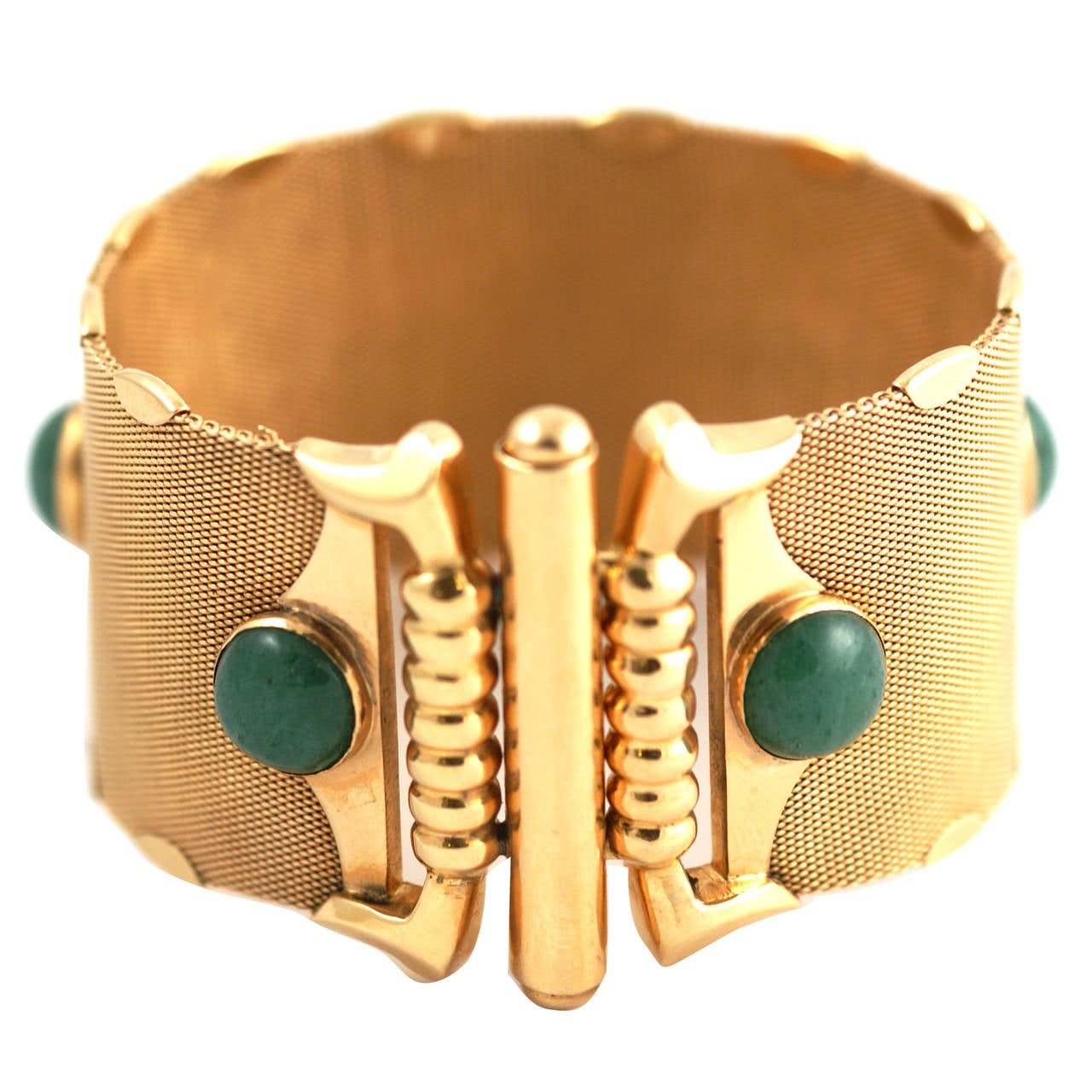 1970s Italian Aventurine Gold Bracelet
