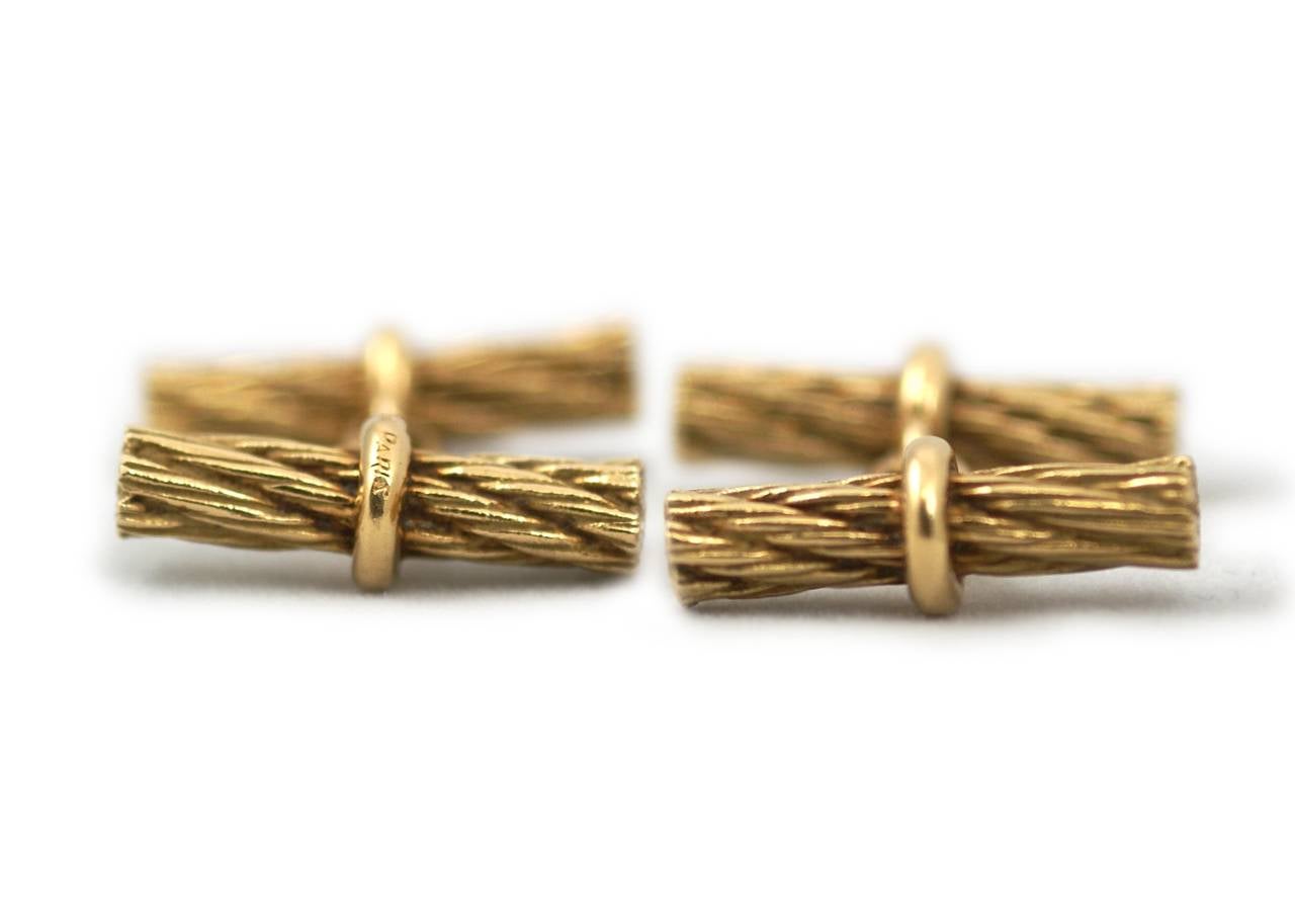 Hermes Gold Rope Cufflinks In Excellent Condition In New York, NY