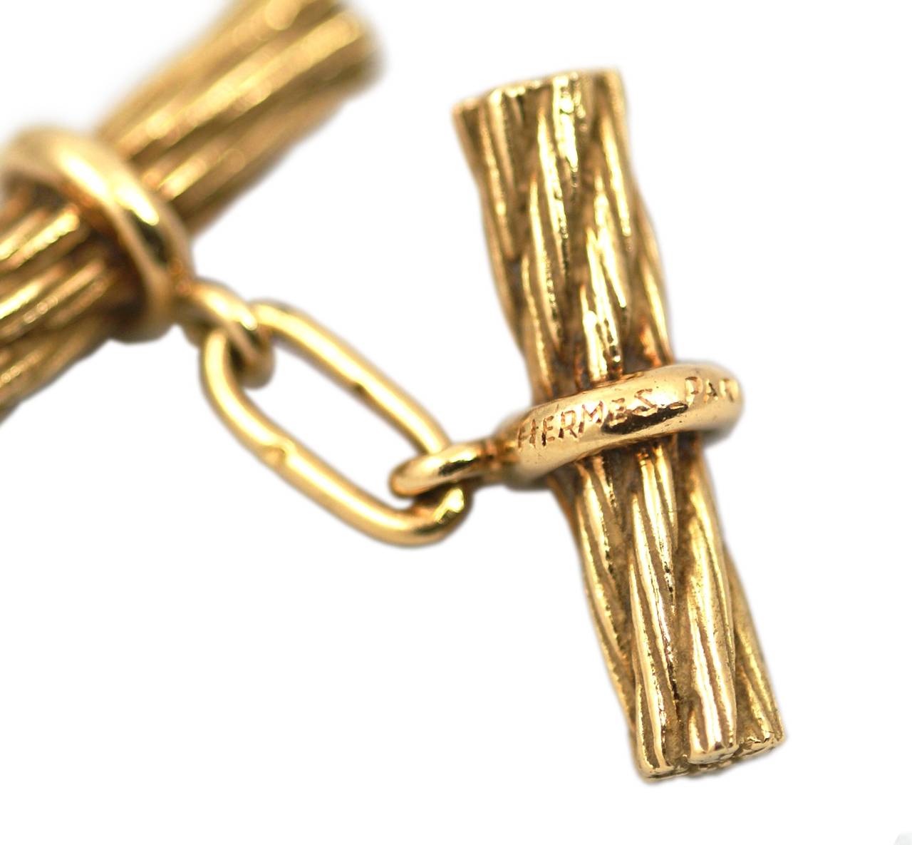 Men's Hermes Gold Rope Cufflinks