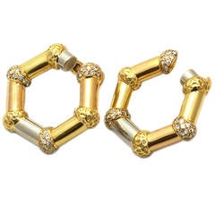 Bulgari New York Rare Diamond Three Gold Ear Clips