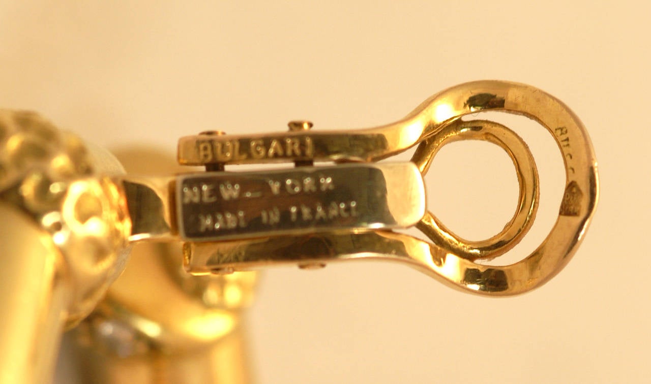 Women's Bulgari New York Rare Diamond Three Gold Ear Clips
