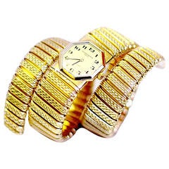 Retro Bulgari Lady's Yellow Gold Tubogas Bracelet Watch