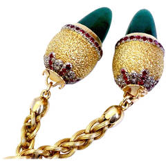 Vintage Cazzaniga Aventurine Ruby Diamond Gold Necklace