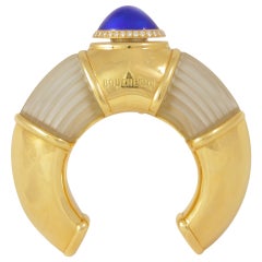 Boucheron Crystal Enamel Diamond Gold Cuff Perfume Bottle