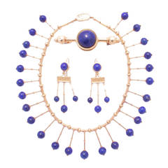 Travaglini Antique Roman Lapis Lazuli Gold Set