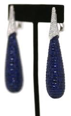 Invisible Set Sapphire Diamond gold Ear Pendants