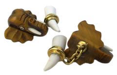 Fun Elephant Tiger Eye and Onyx Cufflkinks