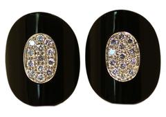 Onyx Diamond gold Ear Clips Onyx Diamond gold Ear Clips