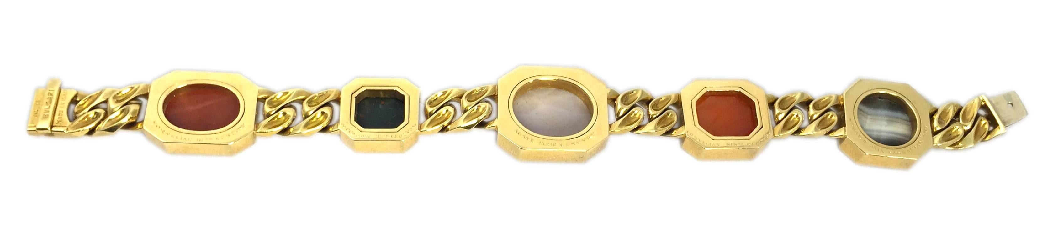 Bulgari Unusual Intaglio Gold Chain Bracelet  In Excellent Condition In New York, NY