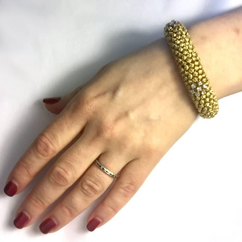 Women's Retro Chic Diamond Gold Filigree Bracelet For Sale